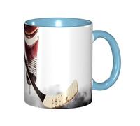 LKVNSWERT Tazza da caffè in porcellana da 325 ml con manico, motivo hockey su ghiaccio, tazza da caffè per ufficio e casa, tazza per latte e caffè, tè e latte, colorata all'interno in ceramica, per