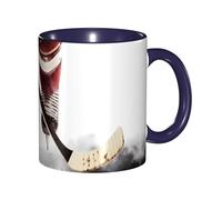 LKVNSWERT Tazza da caffè in porcellana da 325 ml con manico, motivo hockey su ghiaccio, tazza da caffè per ufficio e casa, tazza per latte e caffè, tè e latte, colorata all'interno in ceramica, per