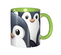 LKVNSWERT Tazza da caffè in porcellana da 325 ml, con manico, simpatica tazza da caffè a forma di pinguino, per ufficio e casa, tazza per caffè, tè e latte, colorata all'interno in ceramica, per