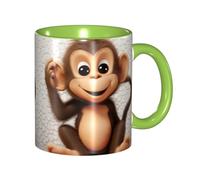 LKVNSWERT Tazza da caffè in porcellana da 325 ml con manico, simpatica tazza da caffè a forma di scimmia, per ufficio e casa, tazza per tè e latte, colorata all'interno in ceramica, per uomini e donne