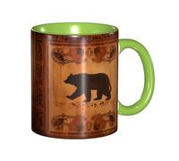 LKVNSWERT Tazza da caffè in porcellana da 325 ml con manico, tazza da caffè a forma di orso per ufficio e casa, tazza per tè e latte, colorata all'interno in ceramica, per uomini e donne amanti