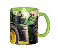 LKVNSWERT Tazza da caffè in porcellana da 325 ml con manico, tazza da caffè a tema trattore per ufficio e casa, tazza per caffè tè e latte, colorata all'interno in ceramica, per uomini e donne amanti