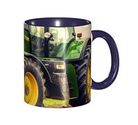 LKVNSWERT Tazza da caffè in porcellana da 325 ml con manico, tazza da caffè a tema trattore per ufficio e casa, tazza per caffè tè e latte, colorata all'interno in ceramica, per uomini e donne amanti