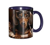 LKVNSWERT Tazza da caffè in porcellana da 325 ml con manico, tazza da caffè con bassotto, per ufficio e casa, tazza per tè e latte, colorata all'interno in ceramica, per uomini e donne amanti