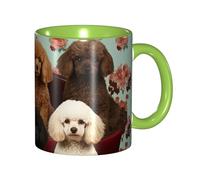 LKVNSWERT Tazza da caffè in porcellana da 325 ml con manico, tazza da caffè con cani barboncini, per ufficio e casa, tazza per tè e latte, colorata all'interno in ceramica, per uomini e donne amanti