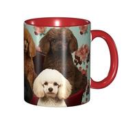LKVNSWERT Tazza da caffè in porcellana da 325 ml con manico, tazza da caffè con cani barboncini, per ufficio e casa, tazza per tè e latte, colorata all'interno in ceramica, per uomini e donne amanti