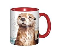 LKVNSWERT Tazza da caffè in porcellana da 325 ml con manico, tazza da caffè con lontra marina per ufficio e casa, tazza per latte e caffè, tè e latte, colorata all'interno in ceramica, per uomini e