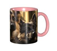 LKVNSWERT Tazza da caffè in porcellana da 325 ml con manico, tazza da caffè con pastore tedesco, per ufficio e casa, tazza per latte, tazza da tè e latte, colorata all'interno in ceramica, per uomini