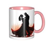 LKVNSWERT Tazza da caffè in porcellana da 325 ml con manico, tazza da caffè da ballo per ufficio e casa, tazza per tè e latte, colorata all'interno in ceramica, per uomini e donne amanti