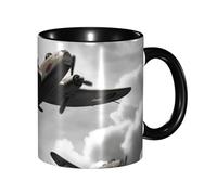 LKVNSWERT Tazza da caffè in porcellana da 325 ml con manico, tazza da caffè della seconda guerra mondiale per ufficio e casa, tazza per bevande lattate per caffè, tè e latte, tazze da tè colorate