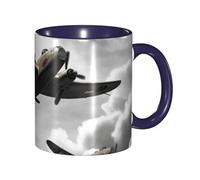 LKVNSWERT Tazza da caffè in porcellana da 325 ml con manico, tazza da caffè della seconda guerra mondiale per ufficio e casa, tazza per bevande lattate per caffè, tè e latte, tazze da tè colorate
