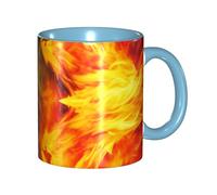 LKVNSWERT Tazza da caffè in porcellana da 325 ml con manico, tazza da caffè Fire vs ice art per ufficio e casa, tazza per tè e latte, colorata all'interno in ceramica, per uomini e donne amanti