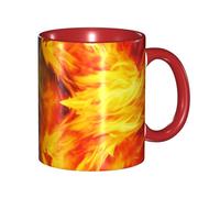 LKVNSWERT Tazza da caffè in porcellana da 325 ml con manico, tazza da caffè Fire vs ice art per ufficio e casa, tazza per tè e latte, colorata all'interno in ceramica, per uomini e donne amanti