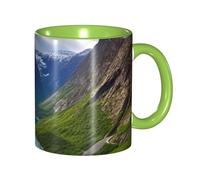 LKVNSWERT Tazza da caffè in porcellana da 325 ml con manico, tazza da caffè norvegese per ufficio e casa, tazza per tè e latte, colorata all'interno in ceramica per uomini e donne amanti della tazza