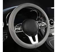 LKWLIKEI, coprivolante per auto, universale, 38,1 cm, in pelle di microfibra traspirante, antiscivolo, confortevole, caldo in inverno e fresco in estate, grigio