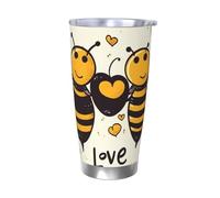LKWSCGHM Bee Love Honey Tumbler con coperchi, bottiglia d'acqua a doppia parete sottovuoto in acciaio inox, tazza termica da viaggio a tenuta stagna, per bevande calde e fredde