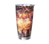 LKWSCGHM Bellissimo bicchiere con coperchio a forma di fuochi d'artificio, da 590 ml, a doppia parete, in acciaio inox, isolato, a tenuta stagna, per bevande calde e fredde