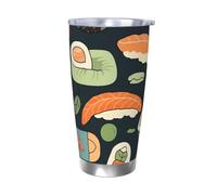 LKWSCGHM Bicchiere con coperchio per sushi, con coperchio, a doppia parete, sottovuoto, in acciaio inox, a tenuta stagna, da viaggio, per bevande calde e fredde