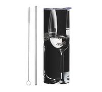 LKWSCGHM Bicchiere da vino con coperchio e cannuccia, 590 ml, a doppia parete, in acciaio inox, isolato, a prova di perdite, da viaggio, per bevande calde e fredde