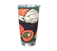 LKWSCGHM Bicchiere per sushi addormentato con coperchio, 590 ml, a doppia parete, in acciaio inox, isolato, a tenuta stagna, tazza termica da viaggio per bevande calde e fredde