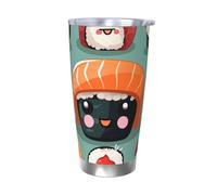 LKWSCGHM Bicchiere per sushi con coperchio, 590 ml, a doppia parete, in acciaio inox, isolato, a tenuta stagna, da viaggio, per bevande calde e fredde
