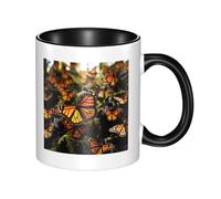 LKWSCGHM Heaps of Orange Monarch Butterflies Tazza da caffè con manico, 325 ml, grande tazza in porcellana per bevande calde/fredde, tazze da tè in ceramica per uomini e donne, divertente tazza da