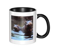 LKWSCGHM Hippos, tazza da caffè con manico, 325 ml, grande, in porcellana, per bevande calde/fredde, tazze da tè in ceramica per uomini e donne, divertente tazza da caffè per inaugurazione della casa