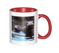 LKWSCGHM Hippos, tazza da caffè con manico, 325 ml, grande, in porcellana, per bevande calde/fredde, tazze da tè in ceramica per uomini e donne, divertente tazza da caffè per inaugurazione della casa