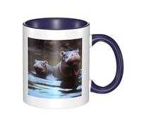 LKWSCGHM Hippos, tazza da caffè con manico, 325 ml, grande, in porcellana, per bevande calde/fredde, tazze da tè in ceramica per uomini e donne, divertente tazza da caffè per inaugurazione della casa