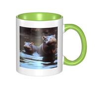 LKWSCGHM Hippos, tazza da caffè con manico, 325 ml, grande, in porcellana, per bevande calde/fredde, tazze da tè in ceramica per uomini e donne, divertente tazza da caffè per inaugurazione della casa