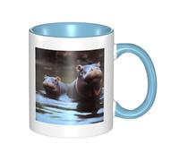LKWSCGHM Hippos, tazza da caffè con manico, 325 ml, grande, in porcellana, per bevande calde/fredde, tazze da tè in ceramica per uomini e donne, divertente tazza da caffè per inaugurazione della casa