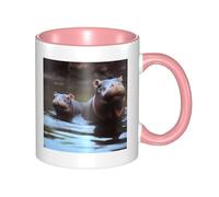 LKWSCGHM Hippos, tazza da caffè con manico, 325 ml, grande, in porcellana, per bevande calde/fredde, tazze da tè in ceramica per uomini e donne, divertente tazza da caffè per inaugurazione della casa