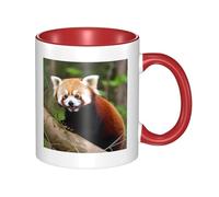 LKWSCGHM Little Red Panda Animal tazze da caffè con manico, 325 ml, grande tazza in porcellana per bevande calde/fredde, tazze da tè in ceramica per uomini e donne, divertente tazza da caffè per