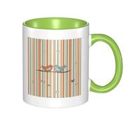 LKWSCGHM Love Birdie Stripe tazze da caffè con manico, 325 ml, grande tazza in porcellana per bevande calde/fredde, tazze da tè in ceramica per uomini e donne, divertente tazza da caffè per