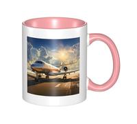 LKWSCGHM Private Plane - Tazza da caffè con manico, 325 ml, grande, in porcellana, per bevande calde/fredde, tazze da tè in ceramica per uomini e donne, divertente tazza da caffè per inaugurazione