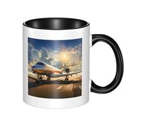 LKWSCGHM Private Plane - Tazza da caffè con manico, 325 ml, grande, in porcellana, per bevande calde/fredde, tazze da tè in ceramica per uomini e donne, divertente tazza da caffè per inaugurazione