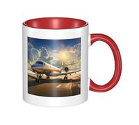 LKWSCGHM Private Plane - Tazza da caffè con manico, 325 ml, grande, in porcellana, per bevande calde/fredde, tazze da tè in ceramica per uomini e donne, divertente tazza da caffè per inaugurazione