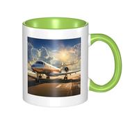 LKWSCGHM Private Plane - Tazza da caffè con manico, 325 ml, grande, in porcellana, per bevande calde/fredde, tazze da tè in ceramica per uomini e donne, divertente tazza da caffè per inaugurazione