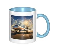 LKWSCGHM Private Plane - Tazza da caffè con manico, 325 ml, grande, in porcellana, per bevande calde/fredde, tazze da tè in ceramica per uomini e donne, divertente tazza da caffè per inaugurazione