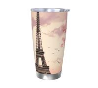 LKWSCGHM Romantico Torre di Parigi Tumbler con coperchi, 590 ml, doppia parete sottovuoto, in acciaio inox, tazza termica da viaggio a tenuta stagna per bevande calde e fredde