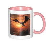 LKWSCGHM Sea Sunset Flying Dragon Tazza da caffè con manico, 325 ml, grande tazza in porcellana per bevande calde/fredde, tazze da tè in ceramica per uomini e donne, divertente tazza da caffè per