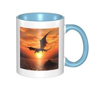 LKWSCGHM Sea Sunset Flying Dragon Tazza da caffè con manico, 325 ml, grande tazza in porcellana per bevande calde/fredde, tazze da tè in ceramica per uomini e donne, divertente tazza da caffè per