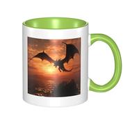 LKWSCGHM Sea Sunset Flying Dragon Tazza da caffè con manico, 325 ml, grande tazza in porcellana per bevande calde/fredde, tazze da tè in ceramica per uomini e donne, divertente tazza da caffè per