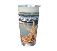 LKWSCGHM Seashells on the Beach Tumbler con coperchi, 590 ml, bottiglia d'acqua sottovuoto a doppia parete in acciaio inox, tazza termica da viaggio a tenuta stagna, per bevande calde e fredde