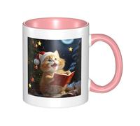 LKWSCGHM Simpatico gatto canta canti natalizi tazze da caffè con manico, 325 ml, grande tazza in porcellana per bevande calde/fredde, tazze da tè in ceramica per uomini e donne, divertente tazza da