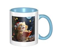 LKWSCGHM Simpatico gatto canta canti natalizi tazze da caffè con manico, 325 ml, grande tazza in porcellana per bevande calde/fredde, tazze da tè in ceramica per uomini e donne, divertente tazza da