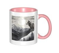 LKWSCGHM Snow Mountain Lone Wolf Tazza da caffè con manico, 325 ml, grande, in porcellana, per bevande calde/fredde, tazze da tè in ceramica per uomini e donne, divertente tazza da caffè per