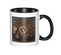LKWSCGHM Steampunk Gears Clock Tazza da caffè con manico, 325 ml, grande tazza in porcellana per bevande calde/fredde, tazze da tè in ceramica per uomini e donne, divertente tazza da caffè per