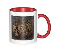 LKWSCGHM Steampunk Gears Clock Tazza da caffè con manico, 325 ml, grande tazza in porcellana per bevande calde/fredde, tazze da tè in ceramica per uomini e donne, divertente tazza da caffè per