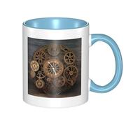 LKWSCGHM Steampunk Gears Clock Tazza da caffè con manico, 325 ml, grande tazza in porcellana per bevande calde/fredde, tazze da tè in ceramica per uomini e donne, divertente tazza da caffè per